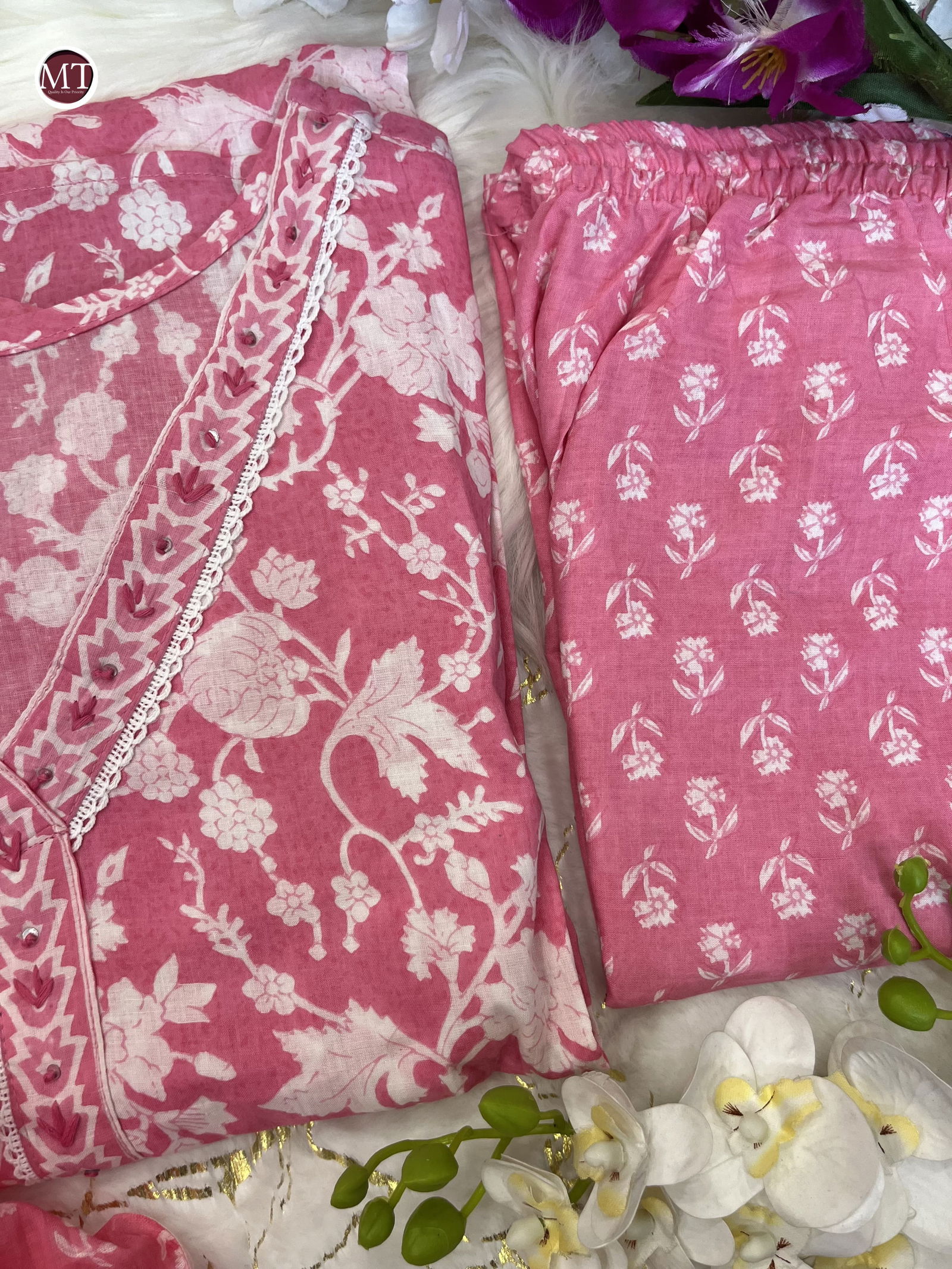 MT Summer Special Cotton Printed Kurti With Bottom Dupatta Wholesale Market In Surat
